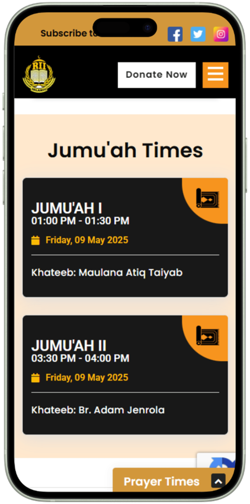 jummah times mobile view