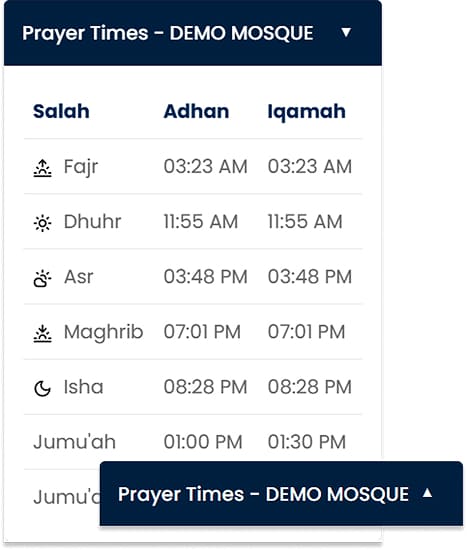 Prayer Times Footer Widget