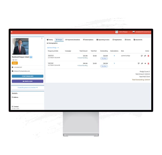 Pledge, Donation & CRM Portal