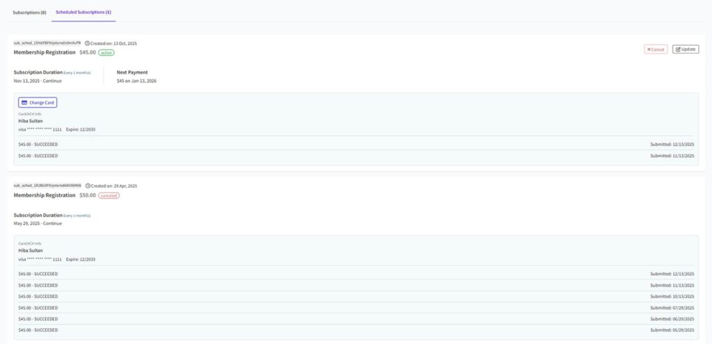 Scheduled Subscriptions