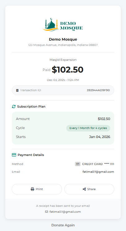 Payment Receipt
