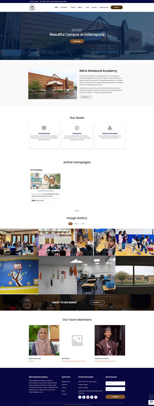 imca weekend academy website development