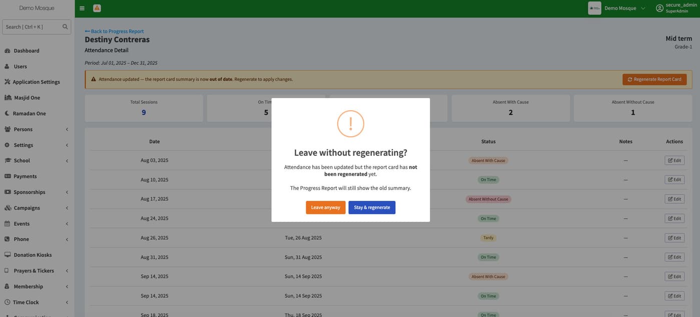 regenerate report card