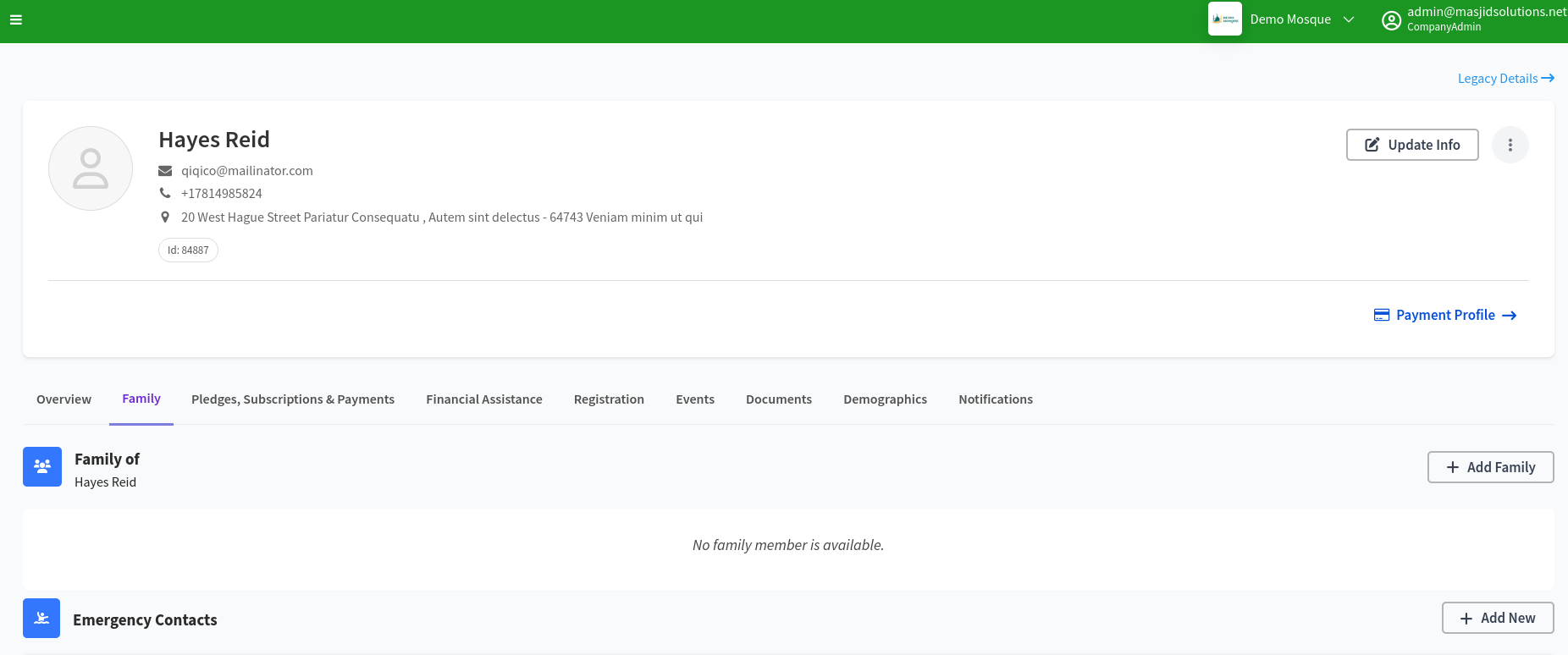 individual user profile
