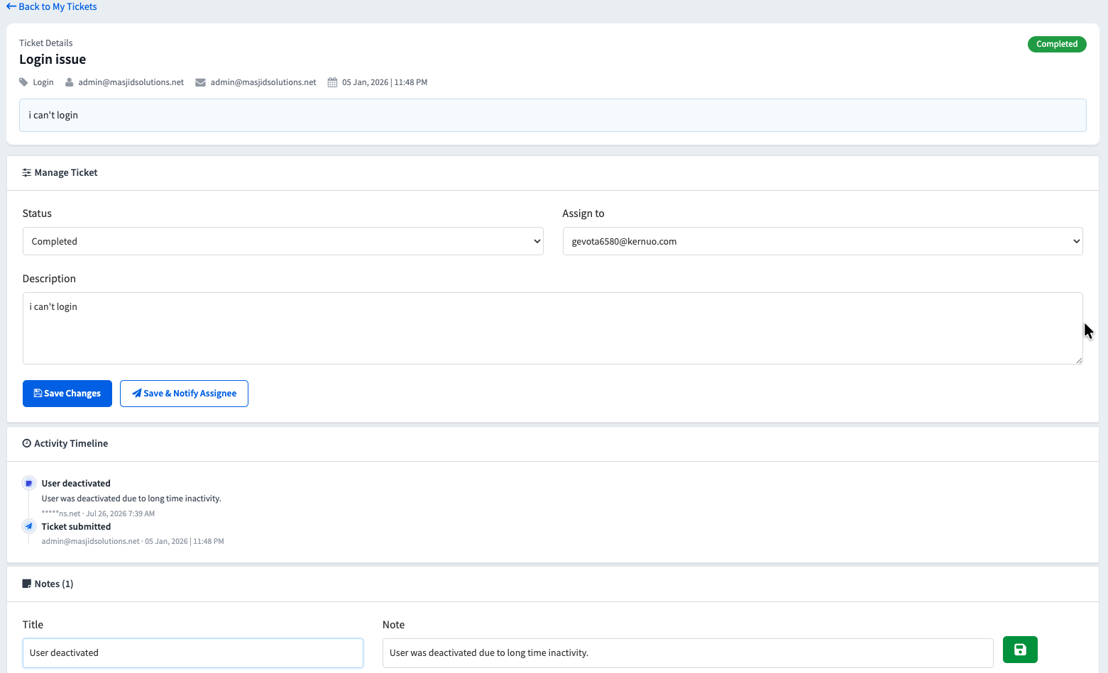 Improved Support Ticket Management
